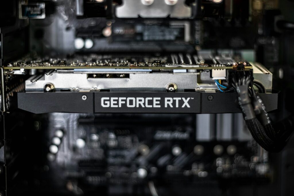 A GPU graphics card used for AI compute