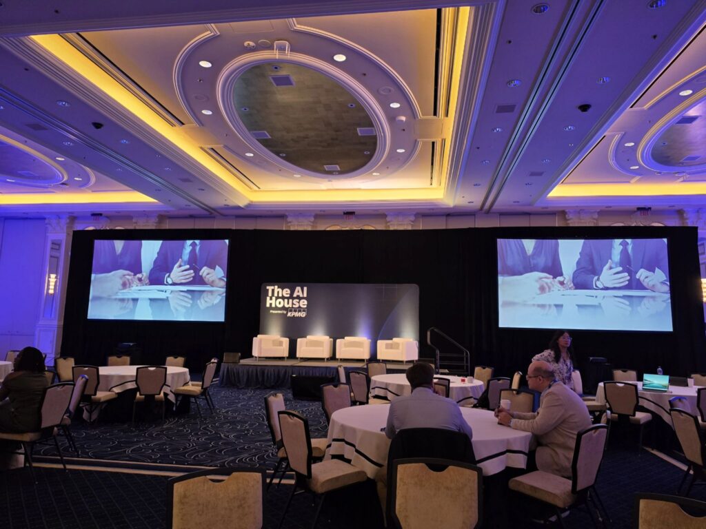The AI House stage presented by KPMG at The Venetian in Las Vegas ahead of Ai4 2026