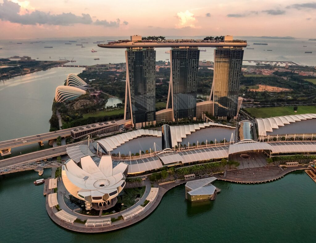 The Marina Bay Sands and Singapore skyline